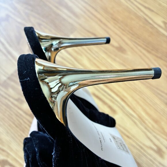 KURT GEIGER LONDON BLOOM MULE BLACK VELVET HEELS - Picture 9 of 10